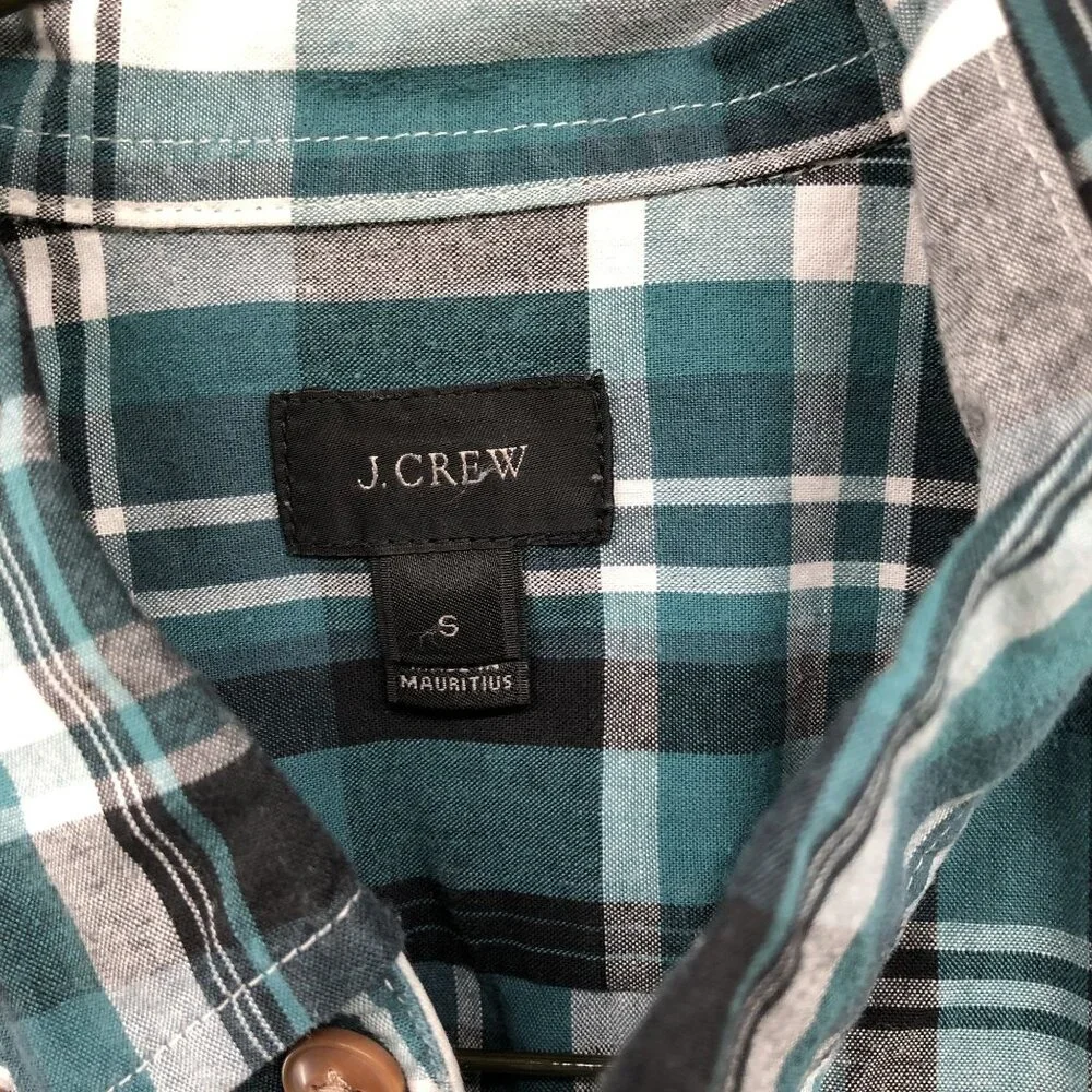 J. Crew Classic‎ Fit Long Sleeve Shirt Mens S Green Plaid Lightweight Cotton